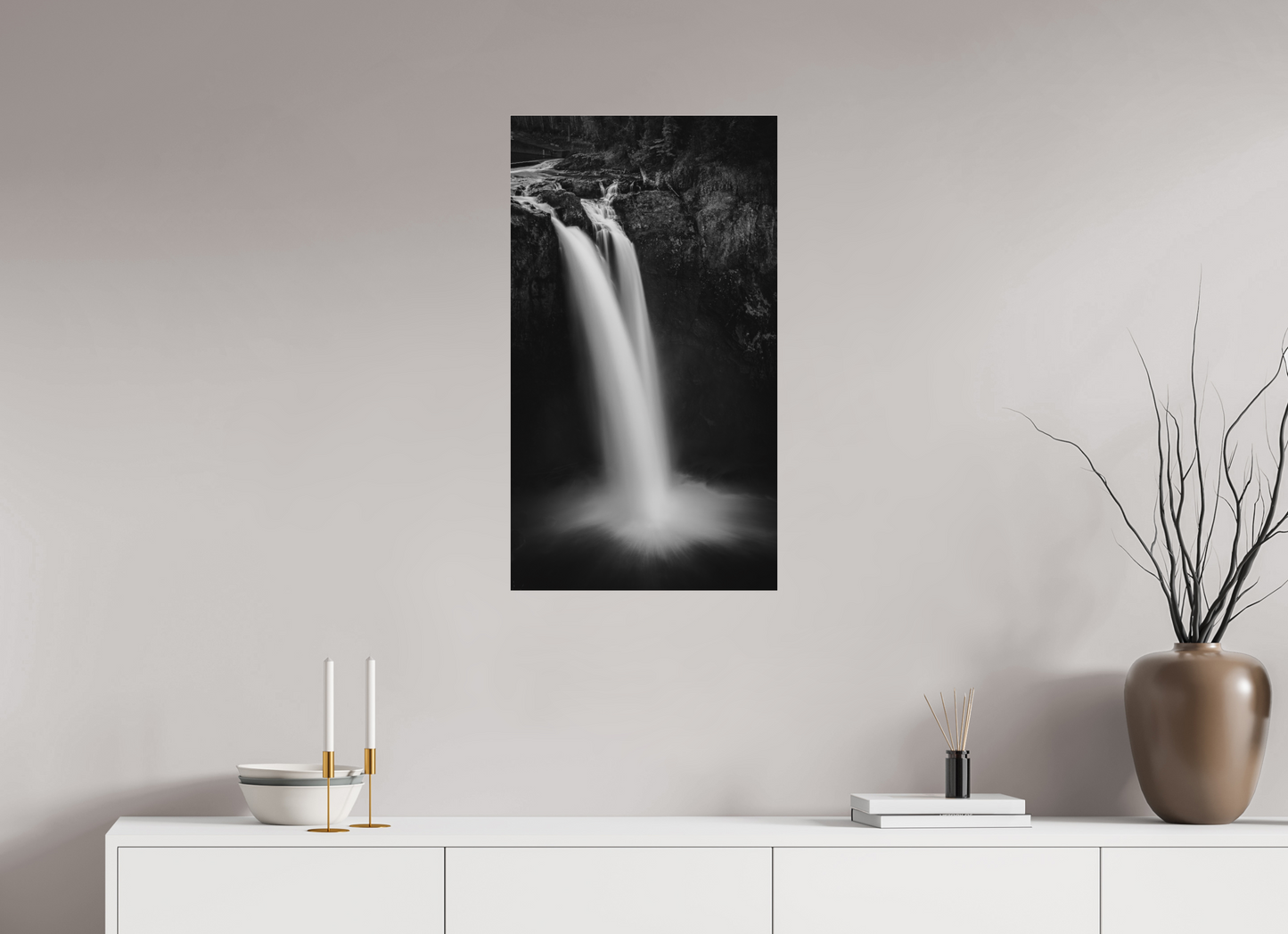 18 x 32″, Ilford BW Photo Print Under Acrylic Glass Salish Mist